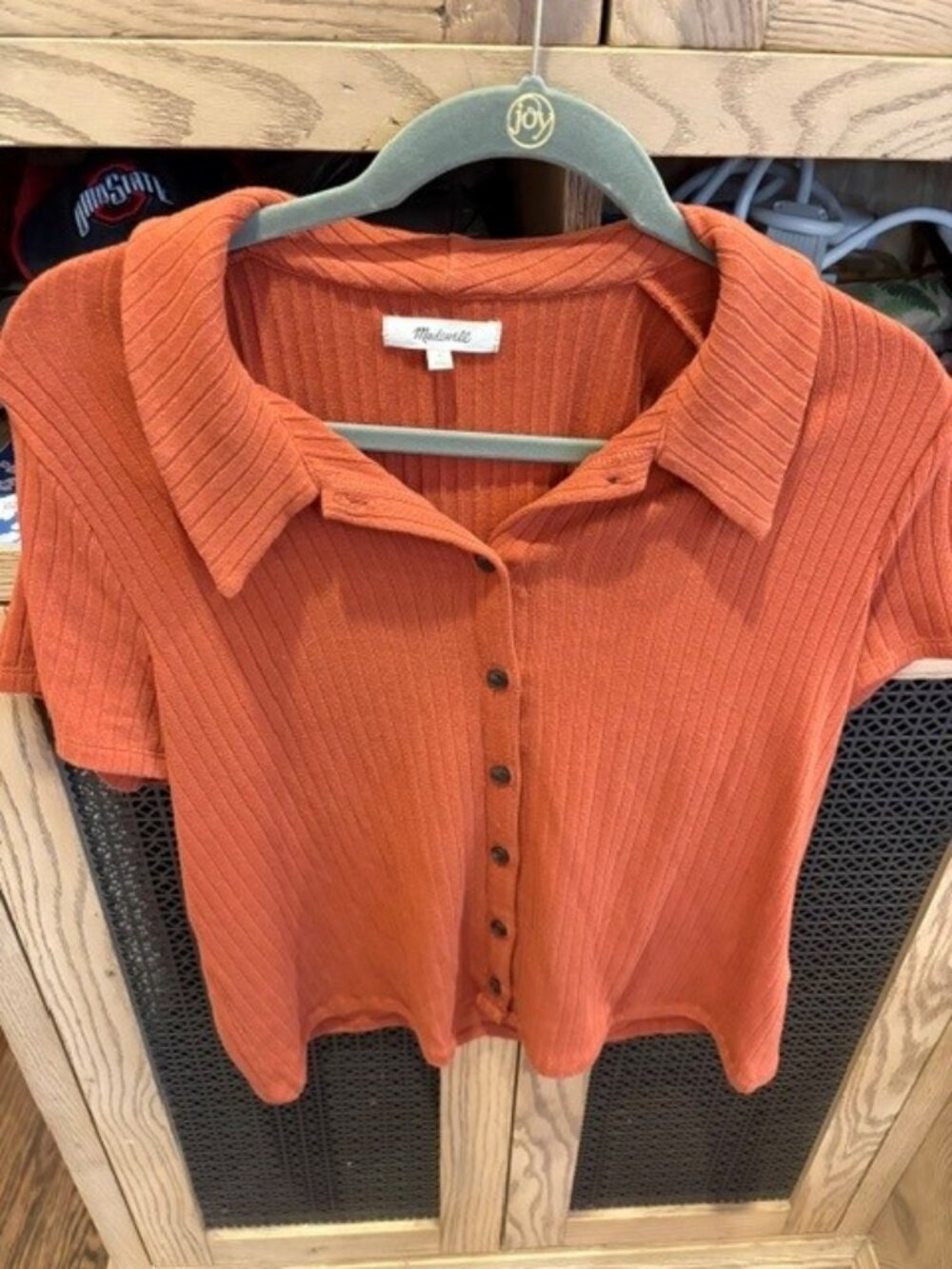 madewell Ribbed Poo Button Front Tee